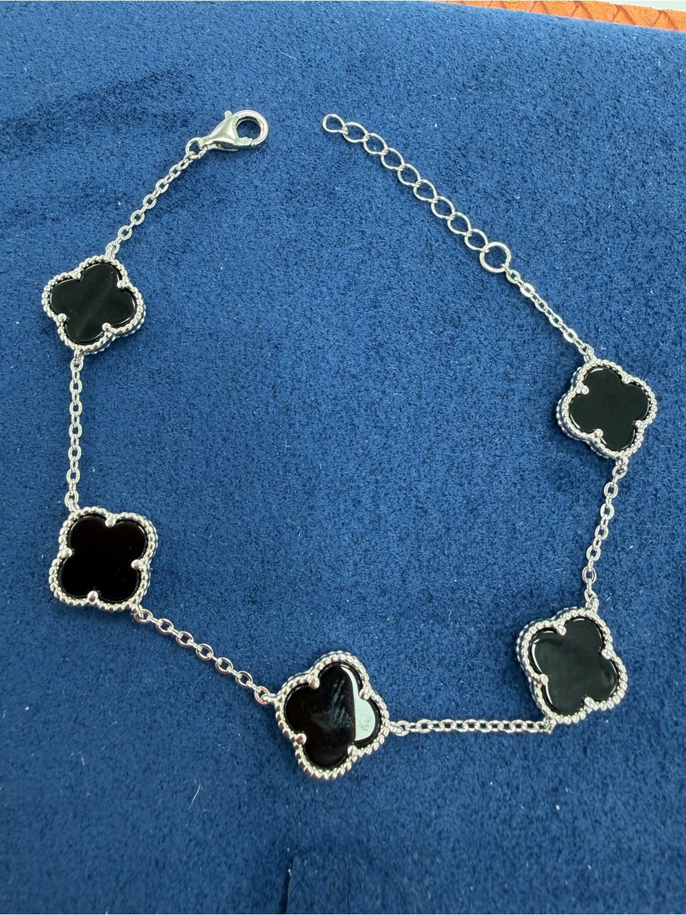 5 CLOVER 925 STERLING SILVER LADIES BRACELET 7” LONG with 1” EXTENSION